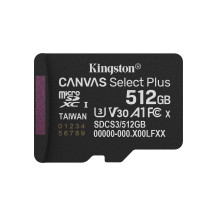 SD-MICRO KINGSTON  512GB Canvas Select Plus Classe 10, UHS-I, U3, video 30, A1, READ 150MB/s + ADATTATORE  - SDCS3/512GB SDCS3/5