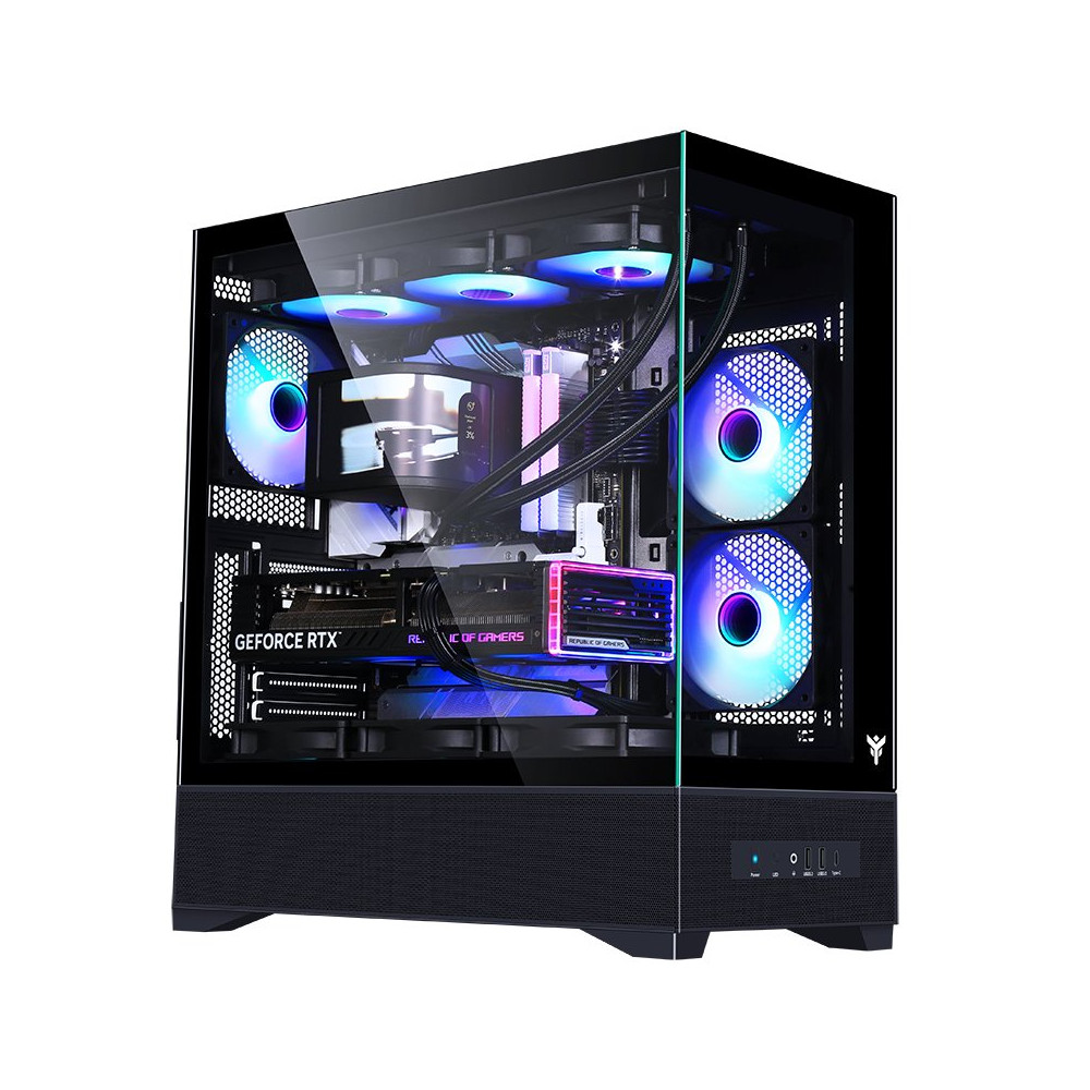 CASE ITEK M.TOWER SHOWBUI 37B - Gaming  Tower, ATX, 3x12cm ARGB fan,  Type-C, 2xUSB3.0, Side & Front  Panel Temp, - ITGCASB37B I