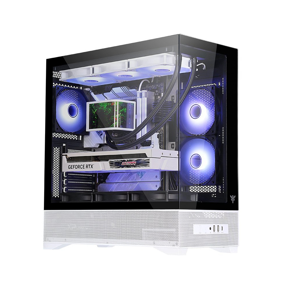 CASE ITEK M.TOWER SHOWBUI 37WB - Gaming  Tower, ATX, 3x12cm ARGB fan,  Type-C, 2xUSB3.0, Side & Front  Panel Temp, - ITGCASB37WB