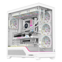 CASE ITEK M.TOWER SHOWBUI WAVE 82W -  Gaming Tower, ATX, 4x12cm  ARGB fan, 2xUSB3, Type-C, Temp Glass Side WHITE  - ITGCASBW82W 