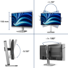 MONITOR PHILIPS LED 23.8"Wide 24B2N4200/00 IPS 1920x1080 4ms 300cd/mq 1.500:1 2x2W MM Reg.H PIVOT VGA HDMI DP USB-C (solo dati) 