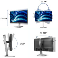 MONITOR PHILIPS LED 23.8"Wide 24B2N4200/00 IPS 1920x1080 4ms 300cd/mq 1.500:1 2x2W MM Reg.H PIVOT VGA HDMI DP USB-C (solo dati) 