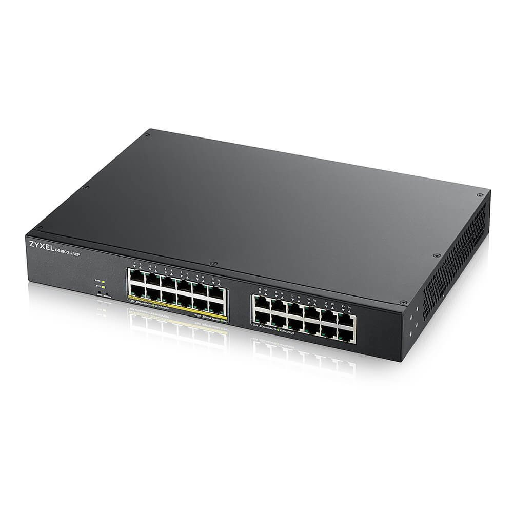 SWITCH ZYXEL GS1900-24EP-EU0101F 24P GIGABIT (12P POE EROG FINO 130W) - SUPP.IPV6, VLAN, RACK 19" GS1900-24EP-EU0101F ZYXEL