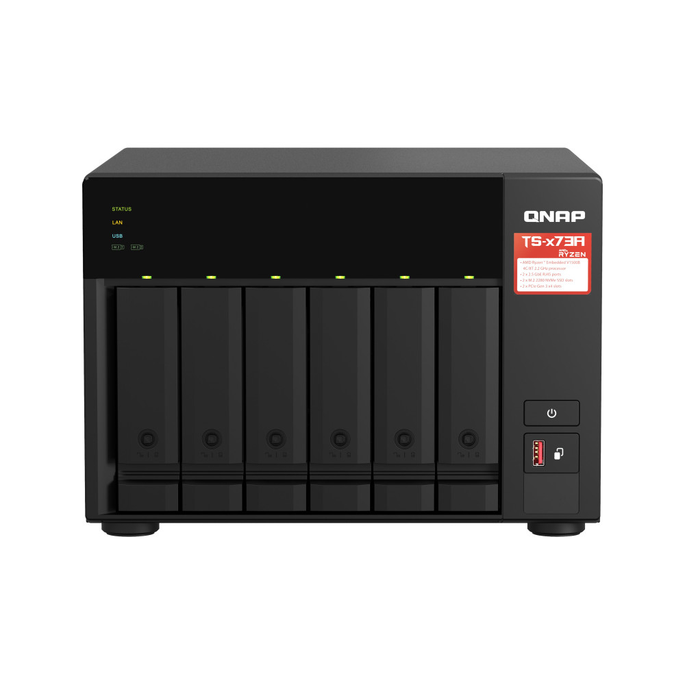 NAS TOWER QNAP TS-673A-8G 6HD + 2XM.2 NOHDD 2.5"/3.5" RAM 8GB DDR4 2P 2.5GbE 3P USB3.1 AMD Ryzen V1500B 4C/8T 2.2 GHz TS-673A-8G