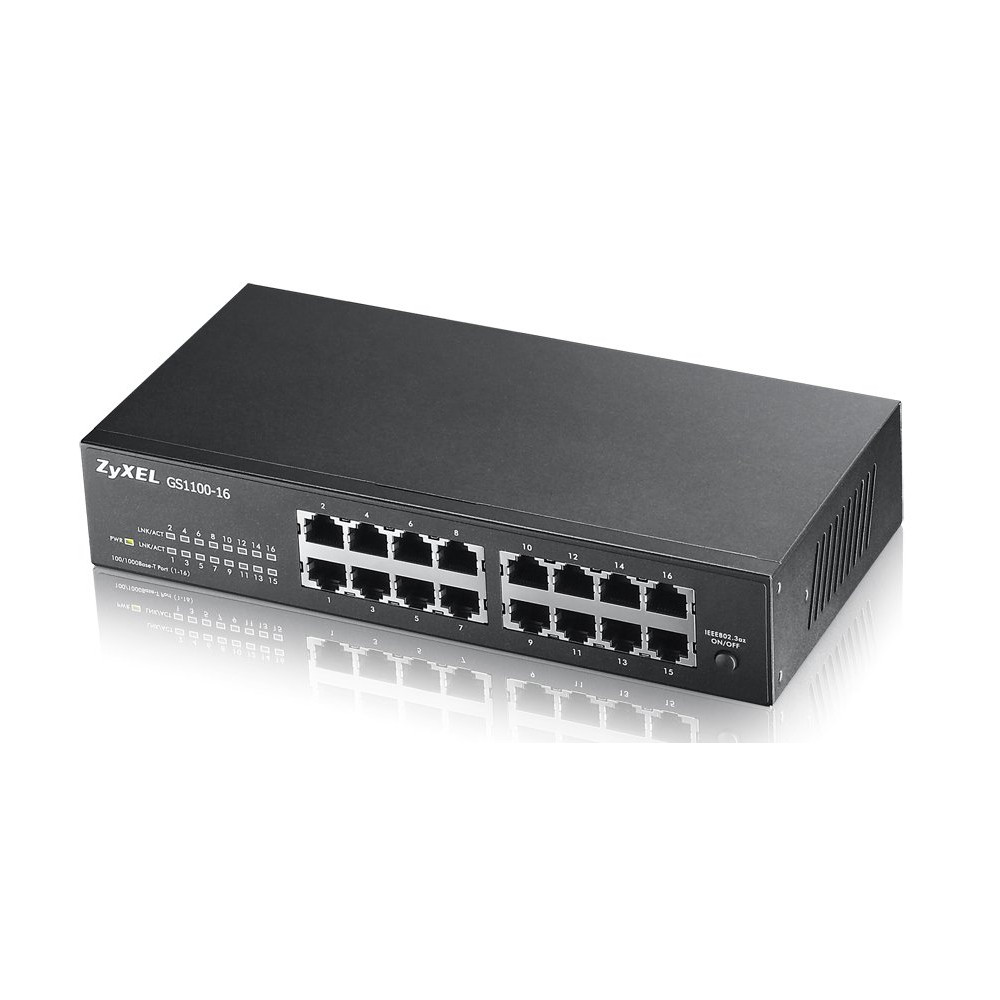 Switch Unmanaged, 16 porte Gigabit, design senza ventole, Desktop/Rack - GS1100-16-EU0103F GS1100-16-EU0103F ZYXEL