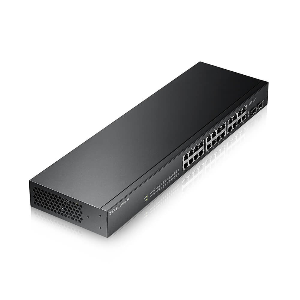 GS-1900-24 v2 - Switch Web Managed 24 porte Gigabit + 2 porte SFP Gigabit - Supporto IPv6, VLAN - Design senza ventole, Rack GS1