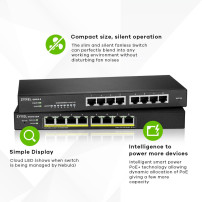 SWITCH ZYXEL - NebulaFlex Switch Web Managed 8p Gigabit - Supporto IPv6, VLAN - Design senza ventole, Desktop GS1915-8-EU0101F G