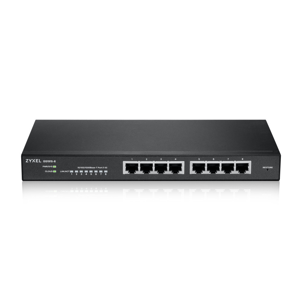 SWITCH ZYXEL - NebulaFlex Switch Web Managed 8p Gigabit - Supporto IPv6, VLAN - Design senza ventole, Desktop GS1915-8-EU0101F G