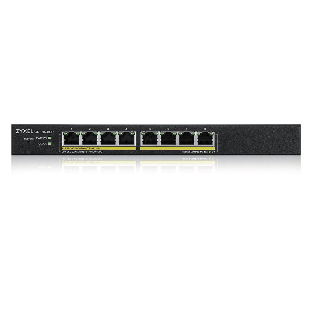 SWITCH ZYXEL NebulaFlex Switch Web Managed 8p Gigabit POE (max 60w) - Sup IPv6, VLAN - Design senza ventole, GS1915-8EP-EU0101F 