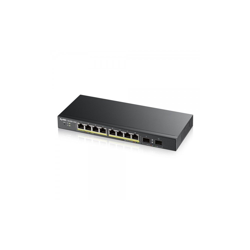 SWITCH ZYXEL GS-1900-8HP v3 8P GIGABIT PoE(erogazionePoE fino a 70W)Supporto IPv6, VLAN-Design senza ventole,WEB MANAGED Desktop