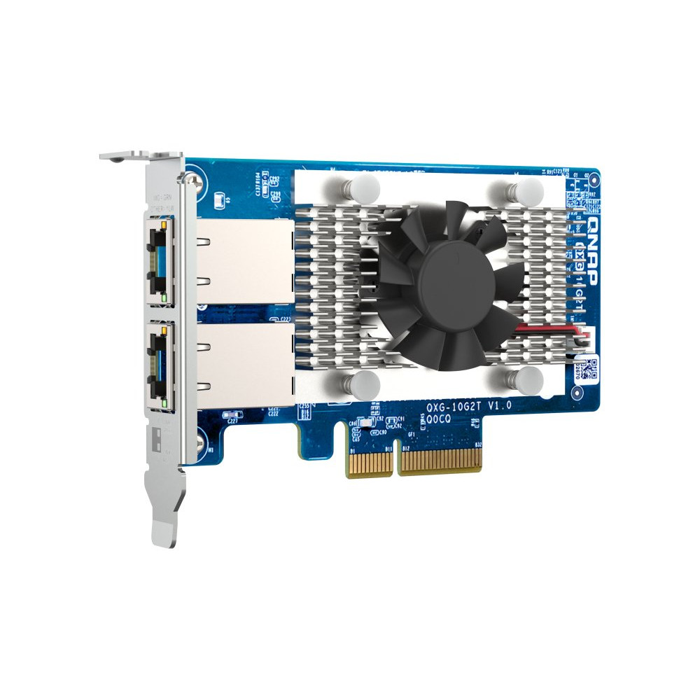 QNAP Dual-port BASET 10GbE network expansion card; low-profile form factor; PCIe Gen3 x4; Aquantia AQC107 - QXG-10G2T QXG-10G2T 
