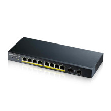 SWITCH ZYXEL GS1900-10HP V2 8P GIGABIT POE (EROGAZIONE POE FINO A 70W) +2P SFP SUPP IPV6, VLAN DESIGN SENZA VENTOLE,WEB MANAGED 
