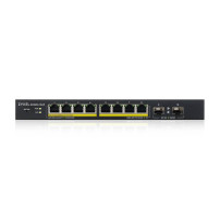 SWITCH ZYXEL GS1900-10HP V2 8P GIGABIT POE (EROGAZIONE POE FINO A 70W) +2P SFP SUPP IPV6, VLAN DESIGN SENZA VENTOLE,WEB MANAGED 