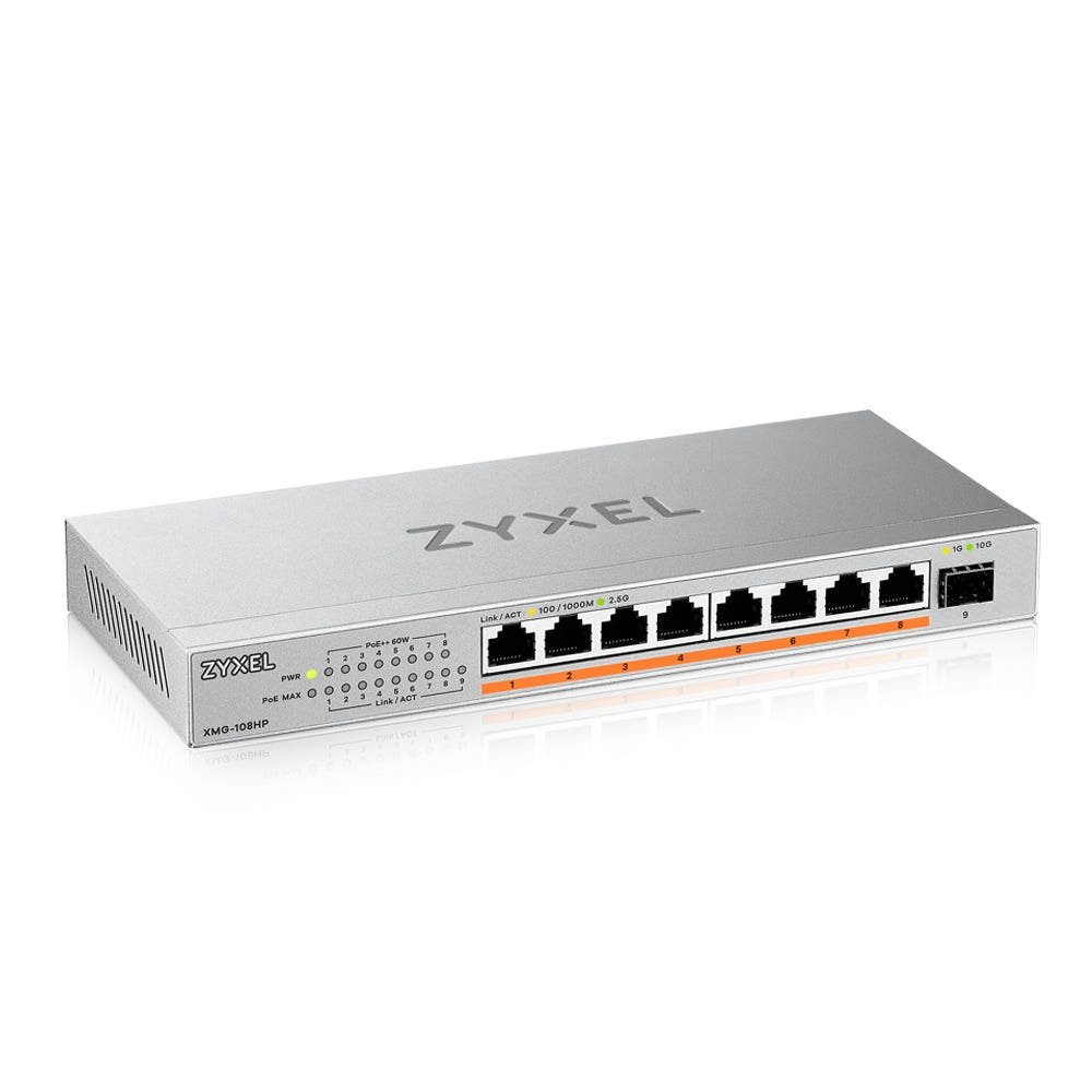 XMG-108HP - Switch Unmanaged, 8 Porte 2.5GbE PoE (erogazione fino a 100W), 1 porta 10GbE SFP+, Desktop / XMG-108HP-EU0101F XMG-1