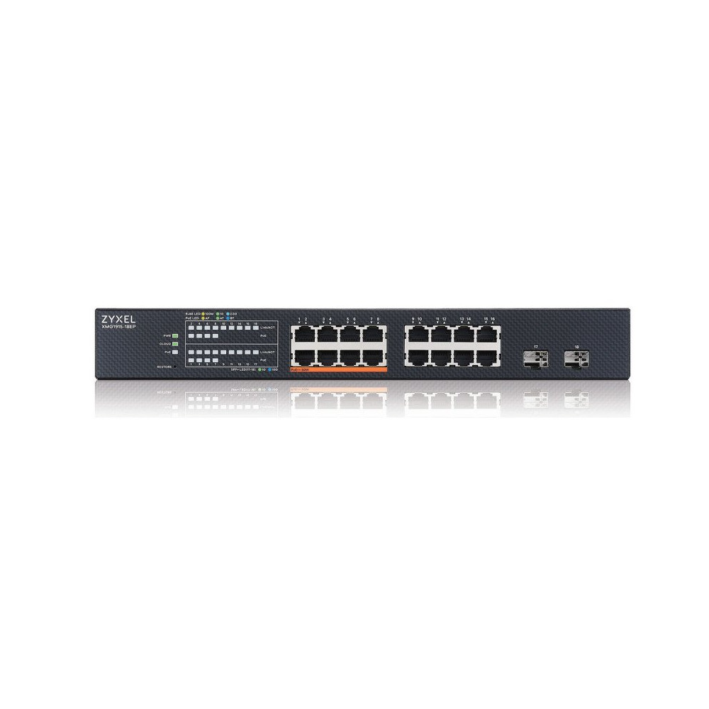 XMG1915-18EP - NebulaFlex Switch Web Managed 16 porte 2.5 Mgigabit (8 porte PoE erogazione PoE fino a 180W) + 2 porte 10GbE SFP+