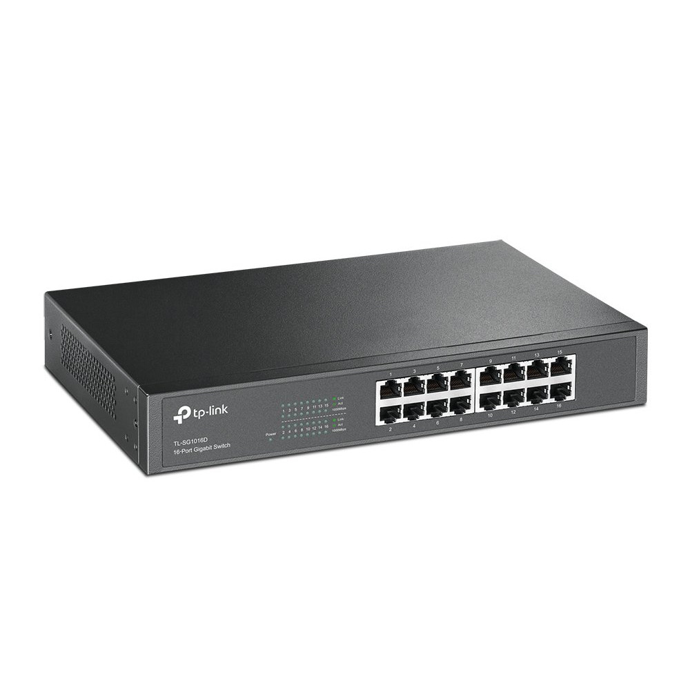 SWITCH TP-LINK TL-SG1016D 16P LAN GIGABIT DESKTOP/RACKMOUNT 10/100/1000Mbps RJ45 CASE ACCIAIO TL-SG1016D TP-LINK