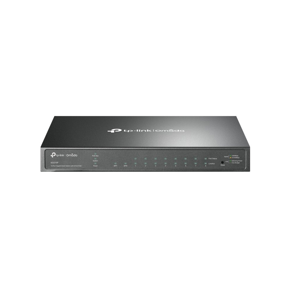 SWITCH TP-LINK TL-SG2210P 8P LAN GIGABIT POE SMART SWITCH 10/100/1000Mbps RJ45 2 SFP Compatibile con OMADA SDN SG2210P TP-LINK