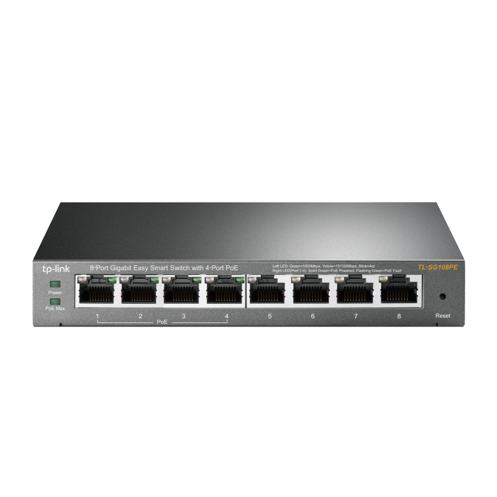 SWITCH TP-LINK TL-SG108PE 8P GIGABIT DESKTOP 10/100/1000Mbps RJ45 4P POE TL-SG108PE TP-LINK