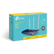 ROUTER TP-LINK AC750 Archer C20 V4 WIRELESS Dual Band 433Mbps a 5GHz + 300Mbps a 2.4GHz, 1 10/100M WAN + 4 10/100M LAN 3 Antenne