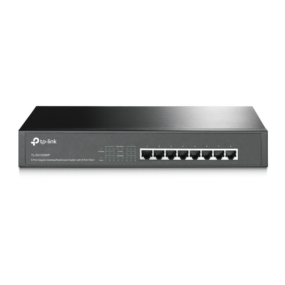 SWITCH TP-LINK TL-SG1008MP 8P 10/100/1000Mbps RJ45 POE+ 126W PoE Power, 1U 13-inch Rack-mountable TL-SG1008MP TP-LINK