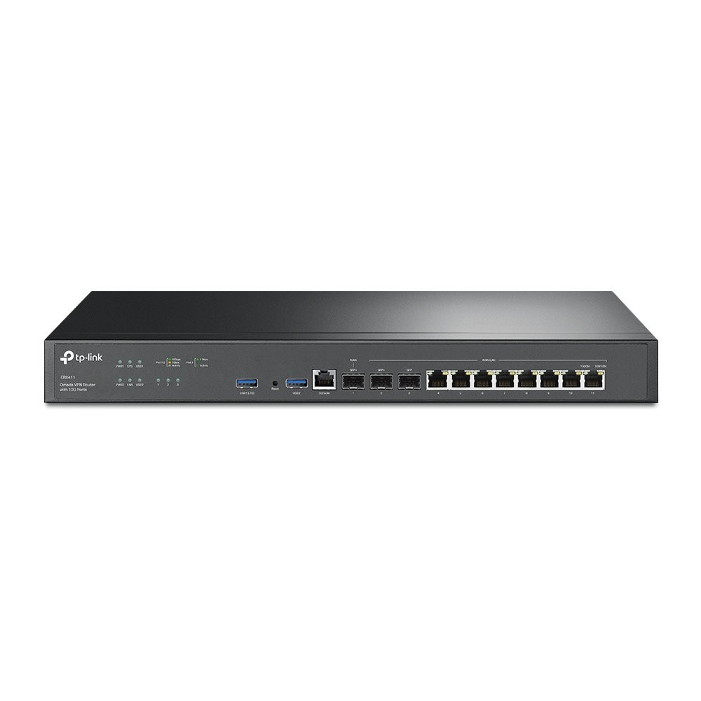 ROUTER TP-LINK ER8411 VPN con Porte 10G,1×10G SFP+ WAN Port,1×10G SFP+ WAN/LAN Port,1× Gigabit SFP WAN/LAN Port,8×Gigabit RJ45 E