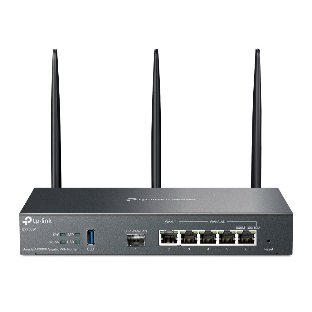 ROUTER TP-LINK ER706W GIGABIT VPN AX3000  1P Gigabit SFP WAN/LAN, 1P Gigabit RJ45 WAN Port,4PGigabit WAN/LAN RJ45 1P USB 3.0 ER7