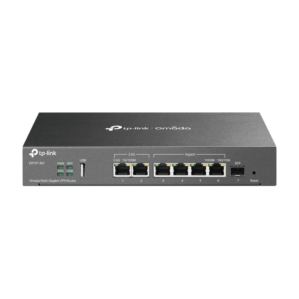 ROUTER TP-LINK ER707-M2 GIGABIT VPN ROUTER,P 2.5G RJ45 WAN 1P 2.5G RJ45 WAN/LAN 1P GIGA SFP WAN/LAN 4P GIGABIT RJ45 ER707-M2 TP-