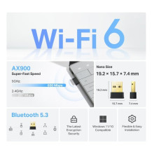 ADATTATORE WIRELESS TP-LINK Archer TX10UB Nano Wi-FI 6 AX900 Nano Dual Band Bluetooth 5.3 600Mbps a 5GHz+287Mbps a2.4GHz ANT INT