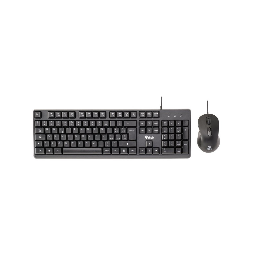 TASTIERA + MOUSE ITEK USB "DEC C01" - Mouse ottico 3600DPI, Tastiera membrana 105 tasti, cavo 1.5m - ITKMDECC01 ITKMDECC01 ITEK