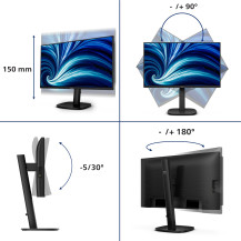 MONITOR PHILIPS LED 23.8" 24B2U3601/00 IPS 2560x1440 120HZ 4ms 350cd/m² 1500:1 2x2W MM Reg.H PIVOT HDMI DP RJ45 USB-C DOCKING 24