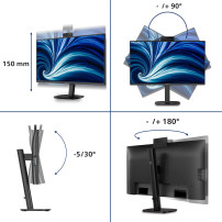 MONITOR PHILIPS LED 27" 27B2N3500JH/00 IPS 2560x1440 4ms 350cd/m²50.000.000:1 2x2W MM WEBCAM Pivot RegH 2HDMI DP USB-C docking 2