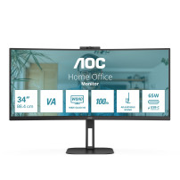 MONITOR AOC LED 34" Wide CURVED CU34V5CW/BK VA 3440x1440 4ms 300cd/mq 20.000.000:1 2x5W MM Reg.H WEBCAM HDMI DP USB-C Docking CU