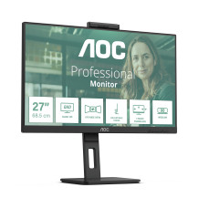 MONITOR AOC LED 27" Wide Q27P3QW IPS 2560x1440 4ms 350cd/mq 20.000.000:1 2x5W MM WEBCAM PIVOT Reg.H 2HDMI DP Q27P3QW AOC