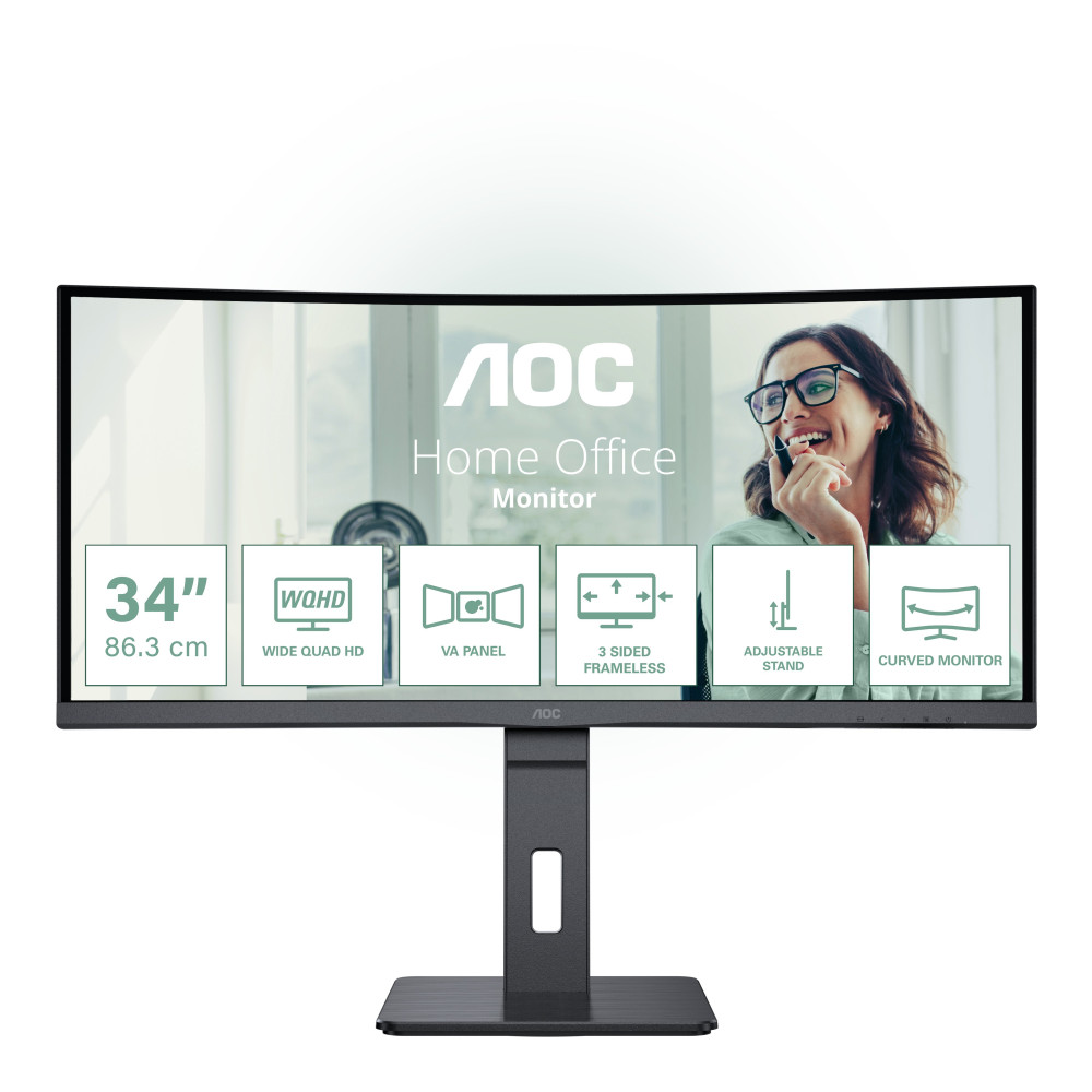MONITOR AOC LED 34" Wide CURVED CU34P3CV VA 3440x1440 1ms 300cd/mq 50.000.000:1 2x5W MM Reg.H HDMI DP USB-C Docking CU34P3CV AOC