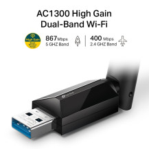 ADATTATORE WIRELESS TP-LINK Archer T3U PLUS AC1300 High Gain DUAL BAND USB 3.0  867Mbps a 5GHz + 400Mbps a 2.4GHz,MU-MIMO Archer