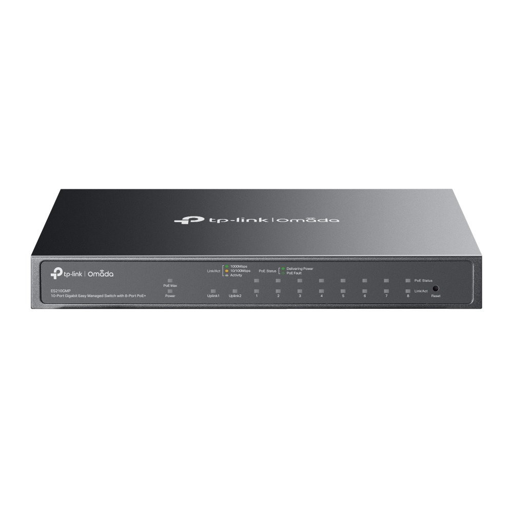 SWITCH TP-LINK OMADA ES210GMP 10P LAN GIGABIT DESKTOP 10/100/1000Mbps RJ45 Desktop Easy Managed Switch 8P GIGABIT POE ES210GMP T