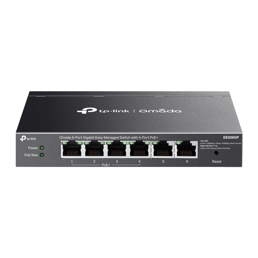 SWITCH TP-LINK OMADA ES206GP 6P LAN GIGABIT DESKTOP 10/100/1000Mbps RJ45 Desktop Easy Managed Switch 4P GIGABIT POE+ ES206GP TP-