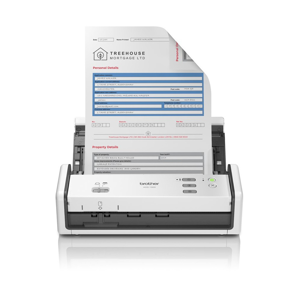SCANNER BROTHER ADS-1300 A4 30PPM DADF 20FF USB 2.0 ADS1300UN1 BROTHER