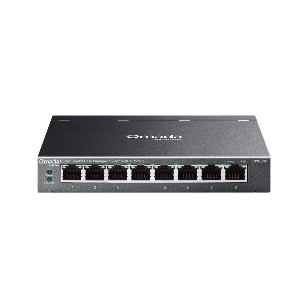 SWITCH TP-LINK OMADA ES208GP 8P POE+ (64W) LAN GIGABIT DESKTOP 10/100/1000Mbps RJ45 Desktop Easy Managed Switch ES208GP TP-LINK