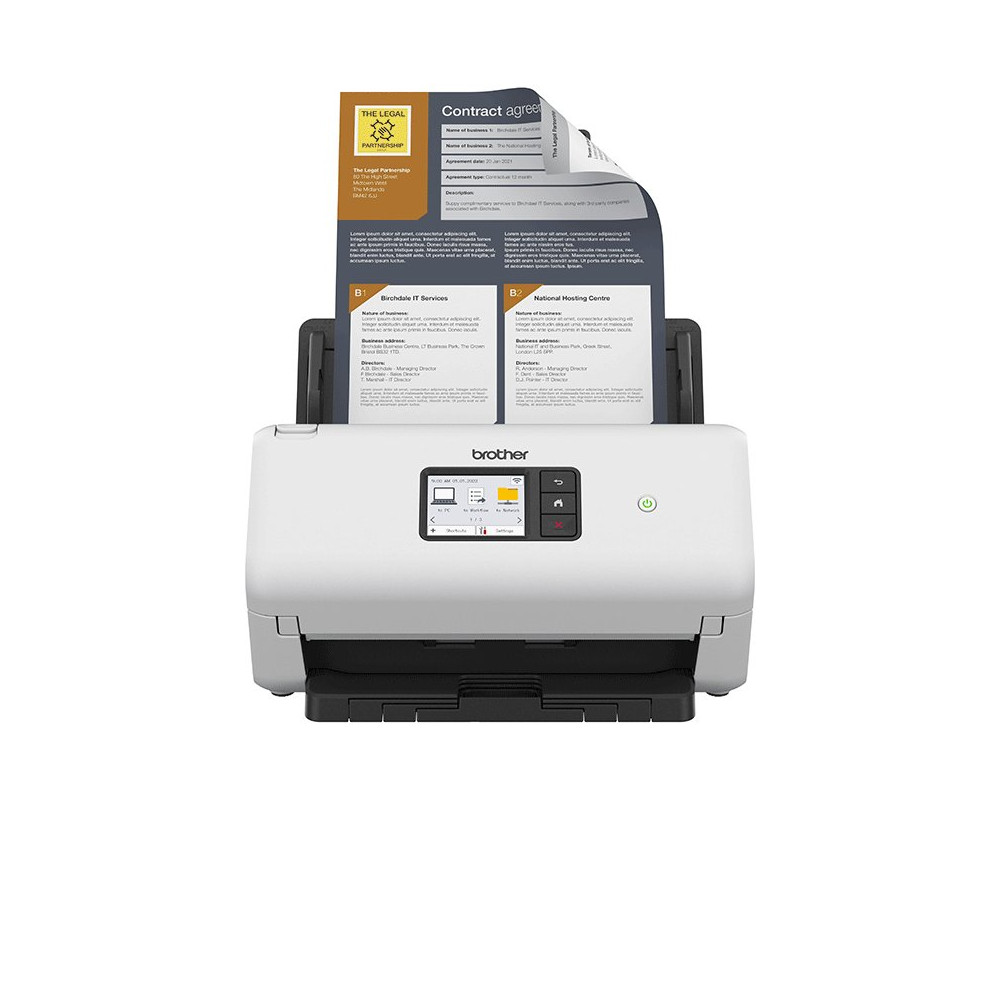 BROTHER SCANNER DOCUMENTALE ADS-4550W A4 35PPM 600x600dpi ADF 60FF CIS Doppio USB 3.0 WiFi LAN Display Touch 7.1cm ADS4550WUN1 B