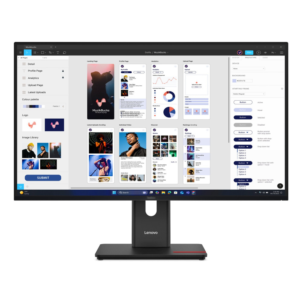 MONITOR LENOVO T32UD-40 64B0GAT1EU 32" IPS/UHD/HDMI,DP,USB-C (96W) + USB-C (15W)/Ethernet/PIVOT 64B0GAT1EU_ LENOVO