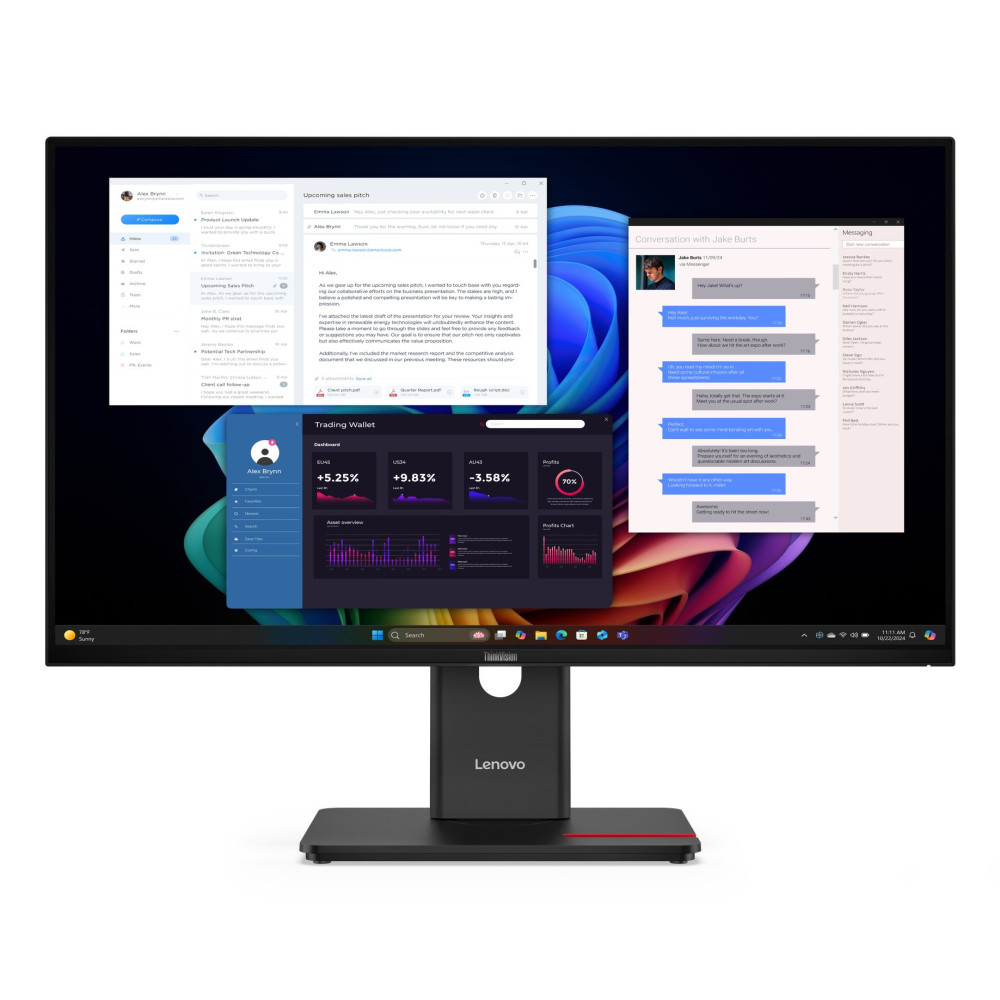 MONITOR LENOVO T27UD-40 64AFGAT2EU 27" PIVOT IPS/UHD/HDMI,DP,USB-C  (96W) + USB-C (15W)/Ethernet 64AFGAT2EU LENOVO