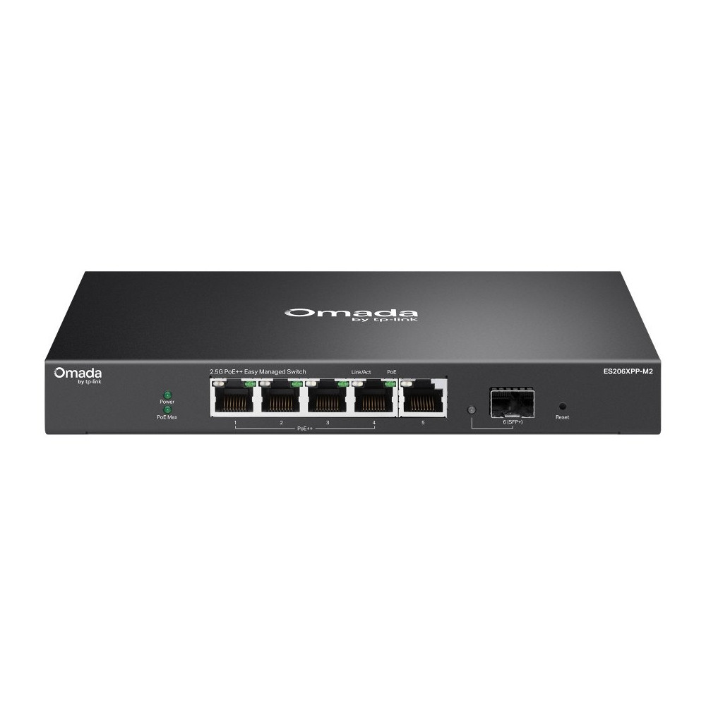SWITCH TP-LINK OMADA ES206XPP-M2 5P LAN 2.5G BaseT RJ45 (di cui 4x Poe++ 120W) +1P 10G SFP+ Desktop Fanless Easy Managed Switch 