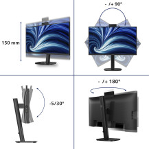 MONITOR PHILIPS LED 23.8"Wide 24B2U3301H/00 IPS 1920x1080 120Hz 350cd/mq 2x2W MM WEBCAM Reg.H PIVOT HDMI DP RJ45 USB-C doking 24