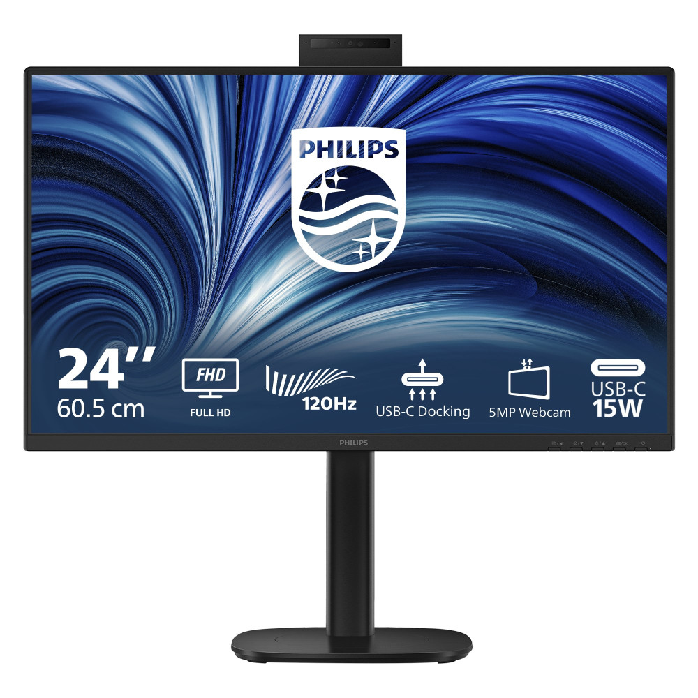 MONITOR PHILIPS LED 23.8"Wide 24B2U3301H/00 IPS 1920x1080 120Hz 350cd/mq 2x2W MM WEBCAM Reg.H PIVOT HDMI DP RJ45 USB-C doking 24