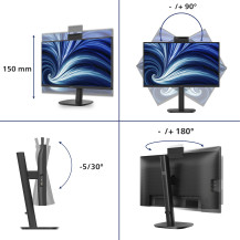 MONITOR PHILIPS LED 23.8"Wide 24B2N3200JH/00 IPS 1920x1080 350cd/mq 1500:1 2x2W MM Webcam Reg.H PIVOT VGA HDMI DP HUB USB 24B2N3