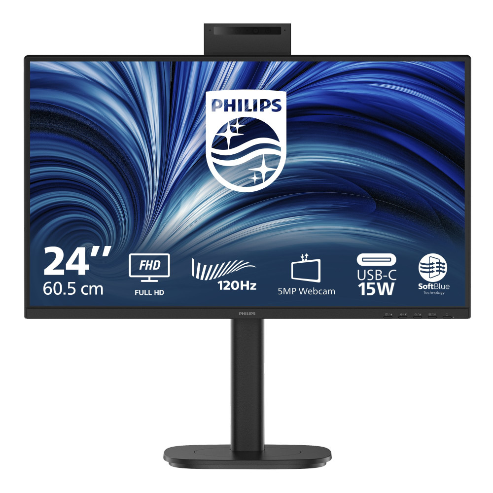 MONITOR PHILIPS LED 23.8"Wide 24B2N3200JH/00 IPS 1920x1080 350cd/mq 1500:1 2x2W MM Webcam Reg.H PIVOT VGA HDMI DP HUB USB 24B2N3