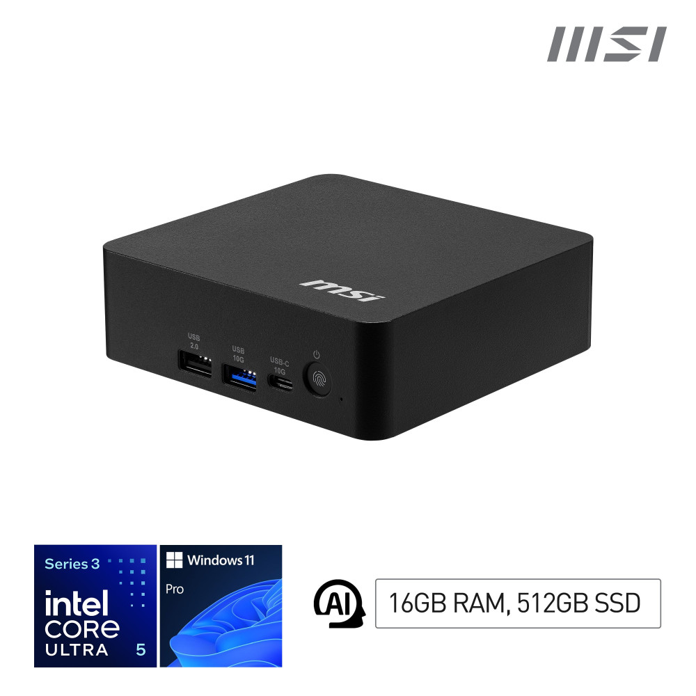 MSI Cubi NUC AI+ 3MG-004EU Intel Core Ultra 5 322 16GB(8GB*2) SSD512GB W11P - Nero NUC AI+ 3MG-004EU MSI