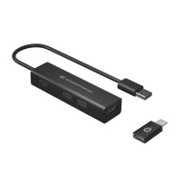 CONCEPTRONIC HUBBIES06B - HUB USB-A 4-PT USB 3.0 - ALLUMINIO (ADATT. USB-C INCLUSO) CONHUBBIES06B
