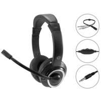 CONCEPTRONIC POLONA02BA - CUFFIE OVEREAR - MICROFONO - CONTROLLO VOLUME - JACK 3.5 + SPLIT CABLE CONPOLONA02BA